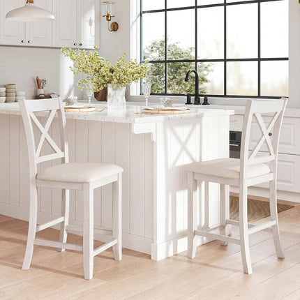 Dreamade Farmhouse Counter Height Bar Stools with Footrest (2/4)