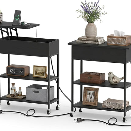 Dreamade End Table with Charging Station - Lift Top Narrow Side Table (1/2)