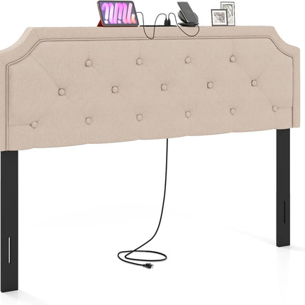 Dreamade Tufted Upholstered Head Board with 2 AC Outlets