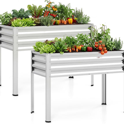 Dreamade 44" x 22" x 32" Metal Large Elevated Planter Box for Vegetable Flower Fruit Herb (1/2)