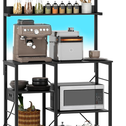 Dreamade Bakers Rack with Power Outlet and LED Lights