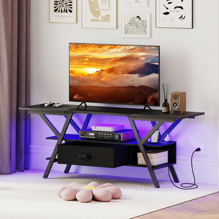 Dreamade TV Stand with Power Outlets for 55-65 Inch TV