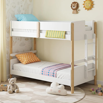 Dreamade Twin Over Twin Bunk Bed with Ladder for Kids Teens Bedroom