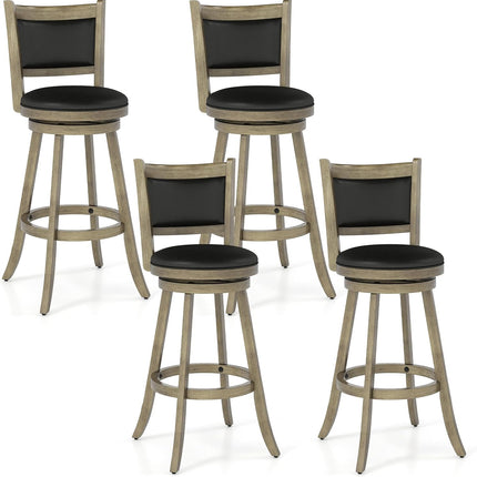 Dreamade Accent Wooden Swivel Back Counter Height Bar Stool, Fabric Upholstered Design