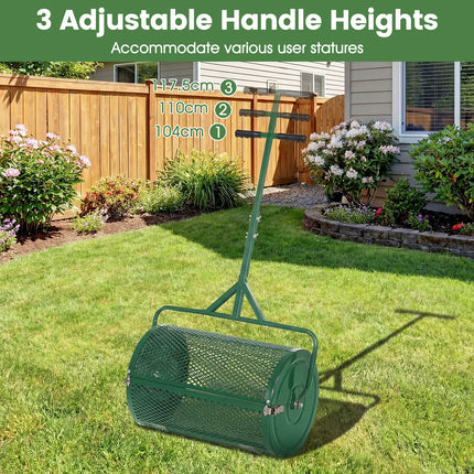 DREAMADE Compost Spreader, Peat Moss Spreader with T Handle, Black