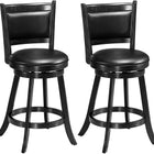 Dreamade Accent Wooden Swivel Back Counter Height Bar Stool, Fabric Upholstered Design