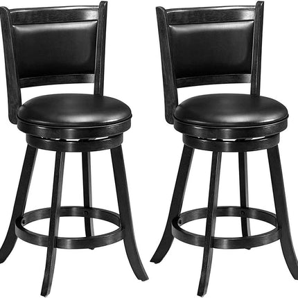 Dreamade Accent Wooden Swivel Back Counter Height Bar Stool, Fabric Upholstered Design