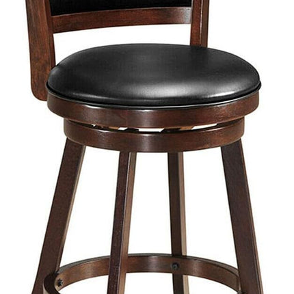 Dreamade Accent Wooden Swivel Back Counter Height Bar Stool, Fabric Upholstered Design