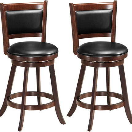 Dreamade Accent Wooden Swivel Back Counter Height Bar Stool, Fabric Upholstered Design