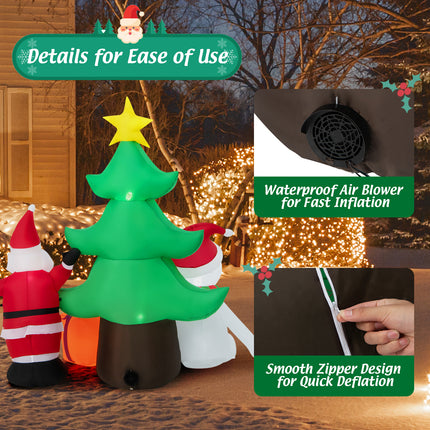 DREAMADE 6.5FT Inflatable Christmas Decoration, Self Inflating Christmas Tree w/Santa Claus