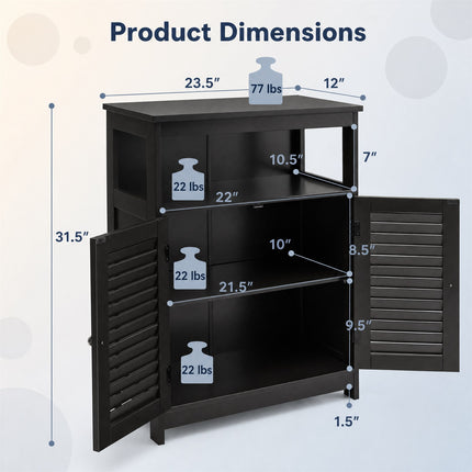 DREAMADE Bathroom Storage Cabinet, Wooden Floor Cabinet with 2 Doors, Black