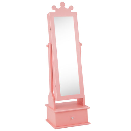 DREAMADE Free Standing Jewelry Armoire Cabinet, 40”/44.5" Jewelry Organizer w/Full Length Mirror