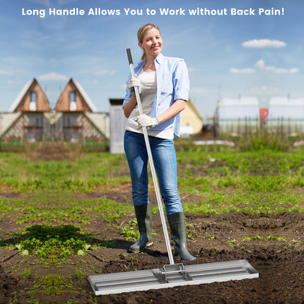 DREAMADE Lawn Leveling Rake, 30"/36"/42" x 10" Professional Grade Soil Distribution Rake w/67 Ergonomic Handle
