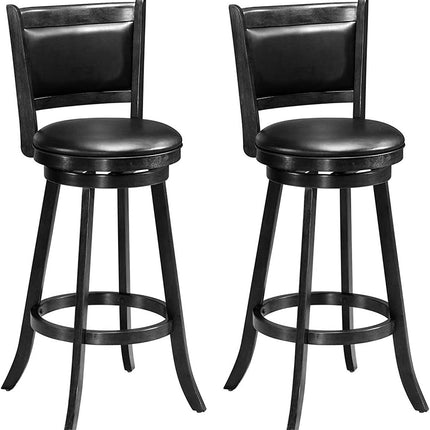 Dreamade Accent Wooden Swivel Back Counter Height Bar Stool, Fabric Upholstered Design