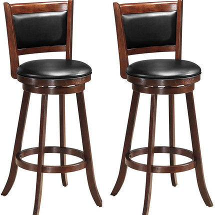 Dreamade Accent Wooden Swivel Back Counter Height Bar Stool, Fabric Upholstered Design