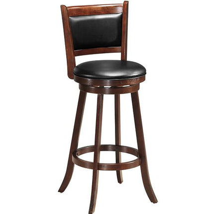 Dreamade Accent Wooden Swivel Back Counter Height Bar Stool, Fabric Upholstered Design