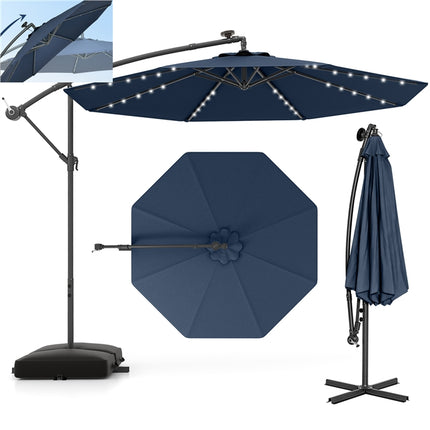 DREAMADE Patio Umbrella with Base Included, 10ft Offset Cantilever Canopy w/Stand