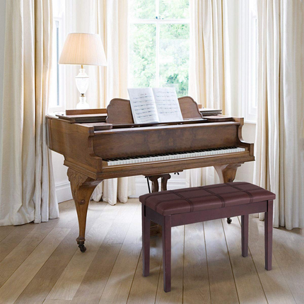 Dreamade Wooden Duet Piano Bench with Padded Cushion and Music Storage
