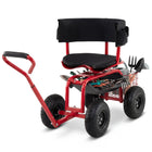 Dreamade Cushioned Rolling Garden Cart Scooter with Storage Basket and Tool Pouch