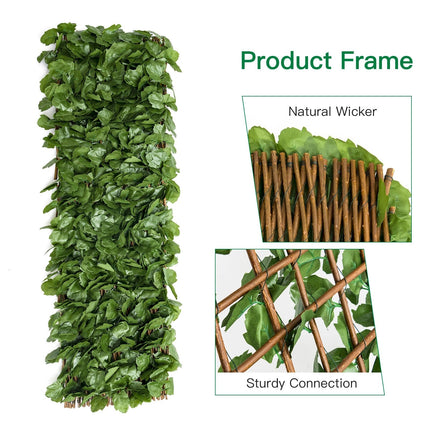 Dreamade 3PCS Expandable Artificial Hedges Faux Ivy Leaves Fence