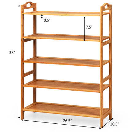 Bamboo Shoe Rack 5 Tier, Freestanding Shoe Rack - Dreamadeus