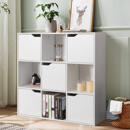 Dreamade 9-Cube Storage Organizer, Storage Cabinet with 4 Open Cubes and 5 Cabinets