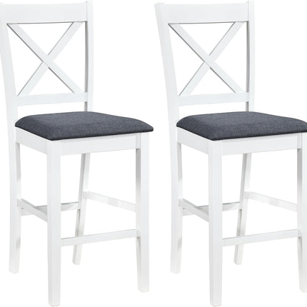 Dreamade 24" Farmhouse Bar Stools | Cross Back Counter Height Chairs with Padded Linen Upholstered Seat (2/4)