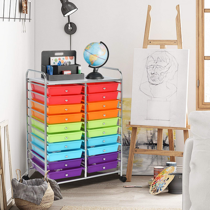 Dreamade Storage Drawer Carts, 20-Drawer Organizer, Utility Cart on Wheels