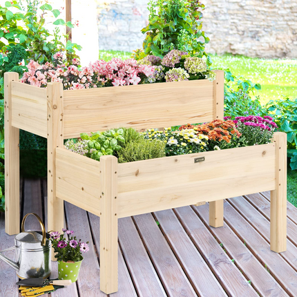 Set of 2 Raised Garden Bed, 34" x 33.5" x 28.5" (L x W x H)