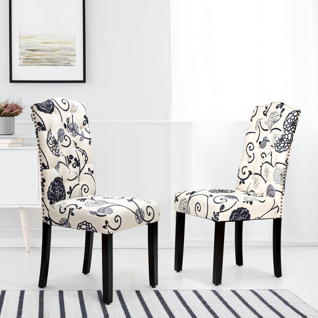 Dreamade Parsons Chairs, Uphostered Kitchen Dining Chairs w/Wood Legs