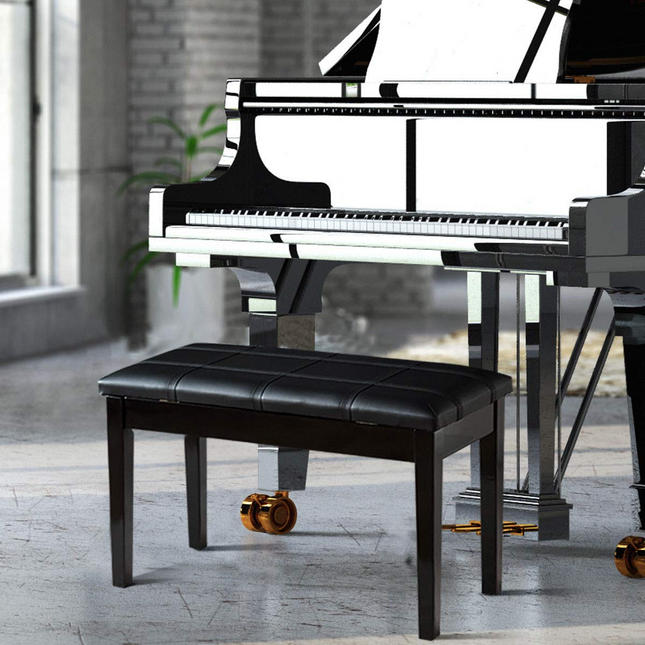 Dreamade Wooden Duet Piano Bench with Padded Cushion and Music Storage