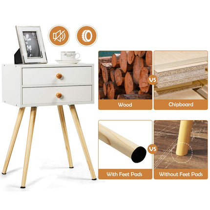 Dreamade Nightstand W/2 Drawers for Bedroom