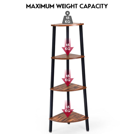 4-Tier Corner Shelf Industrial Multipurpose Bookcase - Dreamadeus