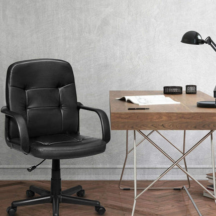 Executive Chair Mid Back Office W/Arms and Swivel Wheels