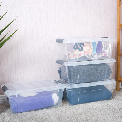 Dreamade 12 Pack Storage Box Storage Tote Boxes W/Clear Lid 12.7 Quart