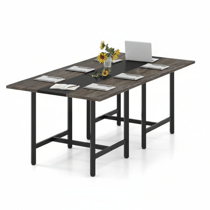 Dreamade 39.5" Square Conference Table, Meeting Table for 4 People | Heavy-Duty Metal Frame
