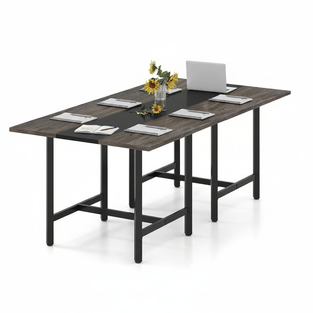 Dreamade 39.5" Square Conference Table, Meeting Table for 4 People | Heavy-Duty Metal Frame