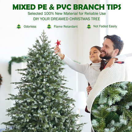 Dreamade Artificial Christmas Tree, Metal Stand, Wintry Indoor Decoration for Holiday Festival - DreamadeUS