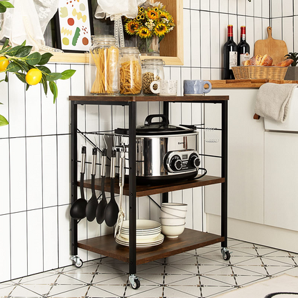 Dreamade Kitchen Baker's Rack 3-Tier Microwave Cart on Wheels