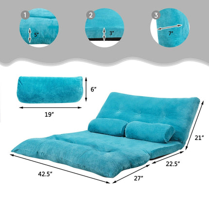 Adjustable Floor Sofa Couch with 2 Pillows, Multi-Functional 6-Position Foldable Lazy Sofa Sleeper Bed - Dreamadeus