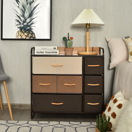 Dreamade 7 Drawer Dresser Storage Tower with Fold-able Fabric Drawers