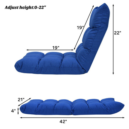 Adjustable Floor Gaming Sofa Chair 14-Position Cushioned Folding - Dreamadeus