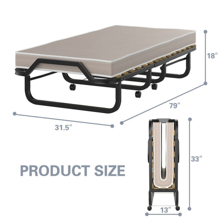 Dreamade Rollaway Folding Bed with 4 Inch Mattress