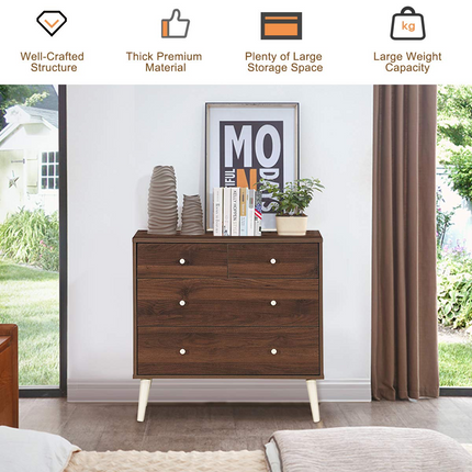 Dreamade 4-Drawer Dresser, Free-Standing Chest Wood Legs and Sliding Rail