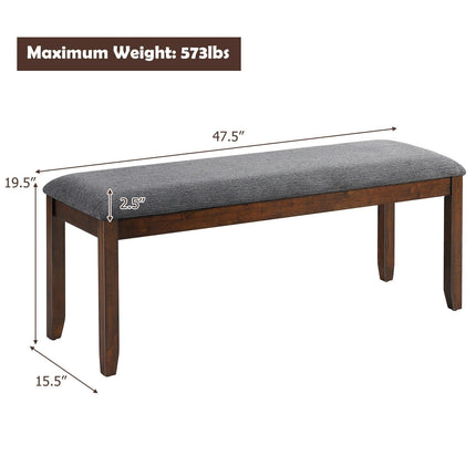 Dreamade Dining Room Bench, Wood Kitchen Table Bench with Upholstered, 47.5 x 15.5 x 19.5 Inches Ottoman Bench