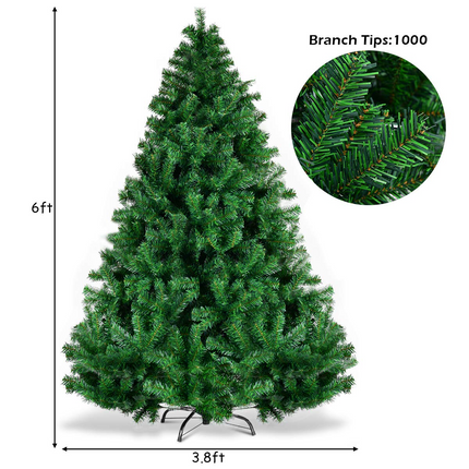 Dreamade Artificial Christmas Tree, Unlit Premium Hinged Spruce Xmas Tree with Solid Metal Stand, for Outdoor and Indoor Decor - DreamadeUS