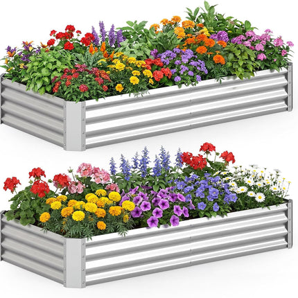 Dreamade 6 x 3 x 1 FT Galvanized Rectangular Metal Raised Garden Bed (1/2)