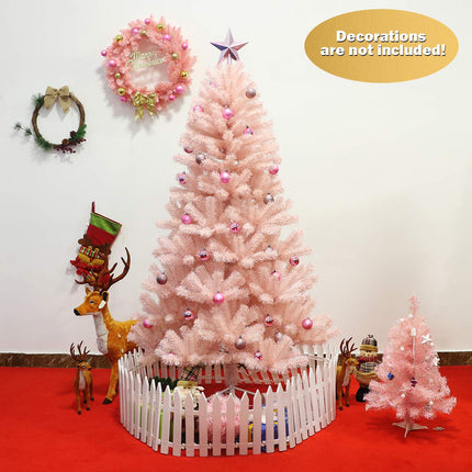 Artificial Pink Christmas Tree, 6ft/7ft Premium Unlit Hinged Spruce Full Tree - DreamadeUS