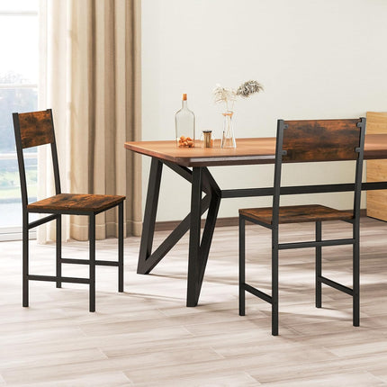 Dreamade Dining Chairs Set, Industrial Kitchen Chairs with Metal Legs, Slanted Back