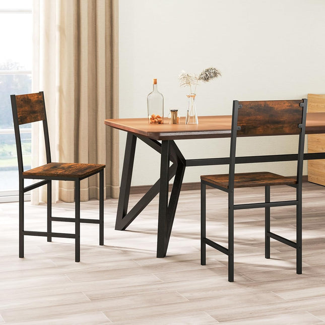 Dreamade Dining Chairs Set, Industrial Kitchen Chairs with Metal Legs, Slanted Back